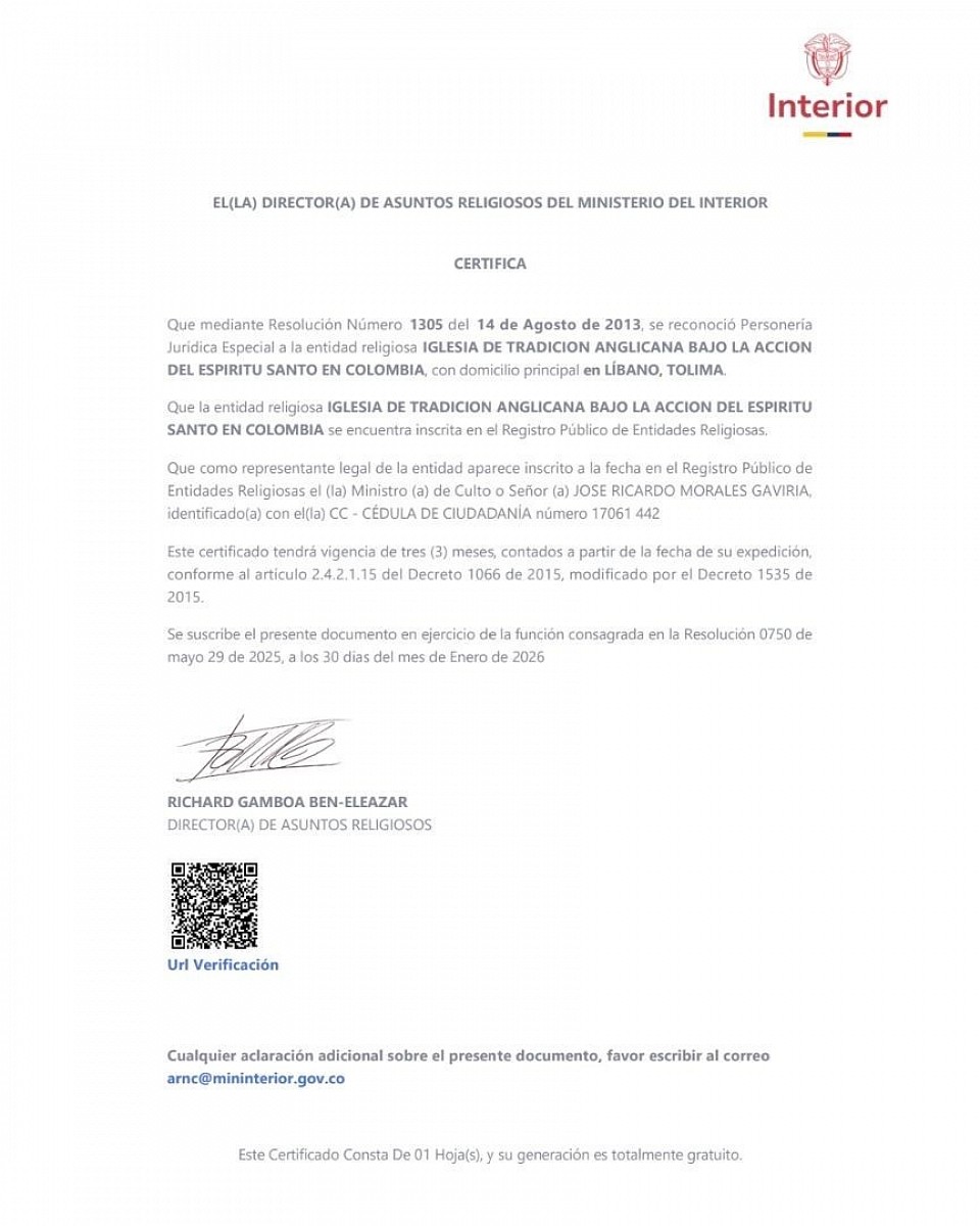 MINISTERIO DEL INTERIOR ASUNTOS RELIGIOSOS